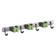 thumbnail image 1 of Soporte para fregona y escoba, 3 posiciones, 4 ganchos, soporte de pared de acero inoxidable, 1 of 6