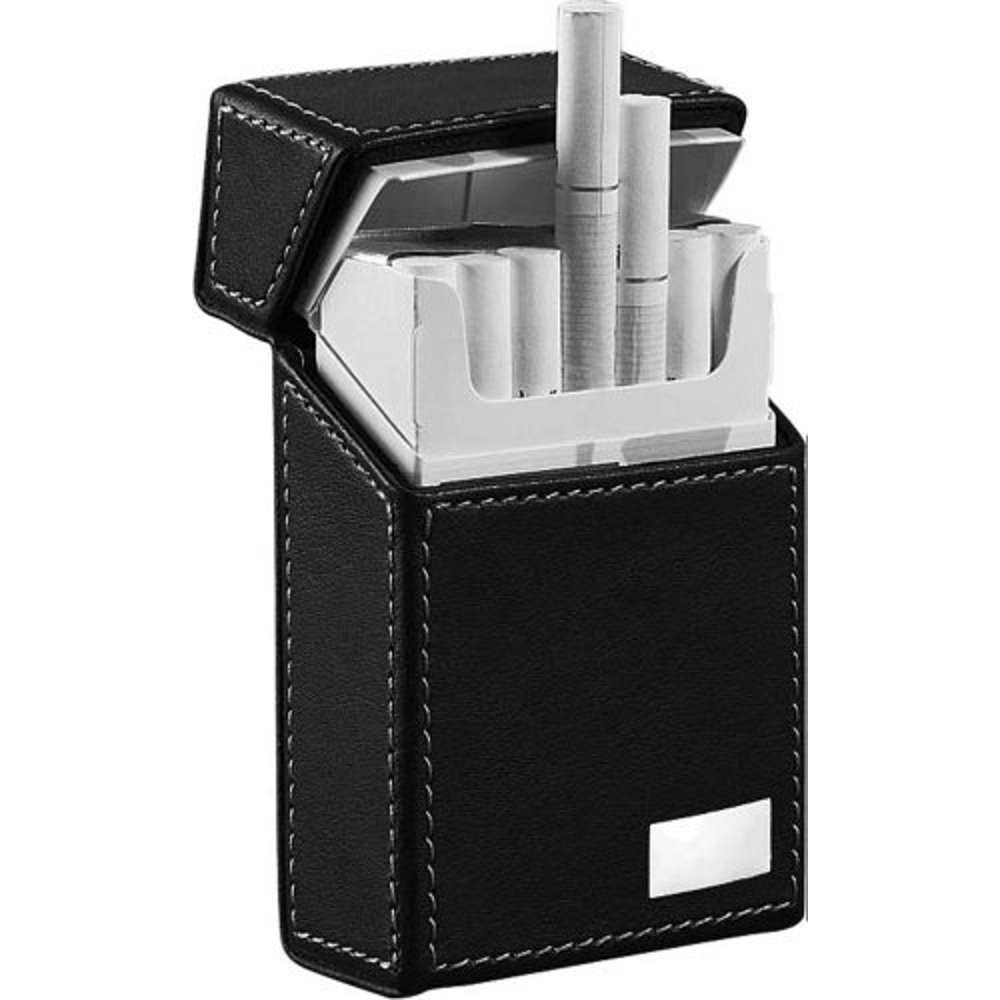 Visol Products Migo Leather Cigarette Pack Holder, Regular Size, Black