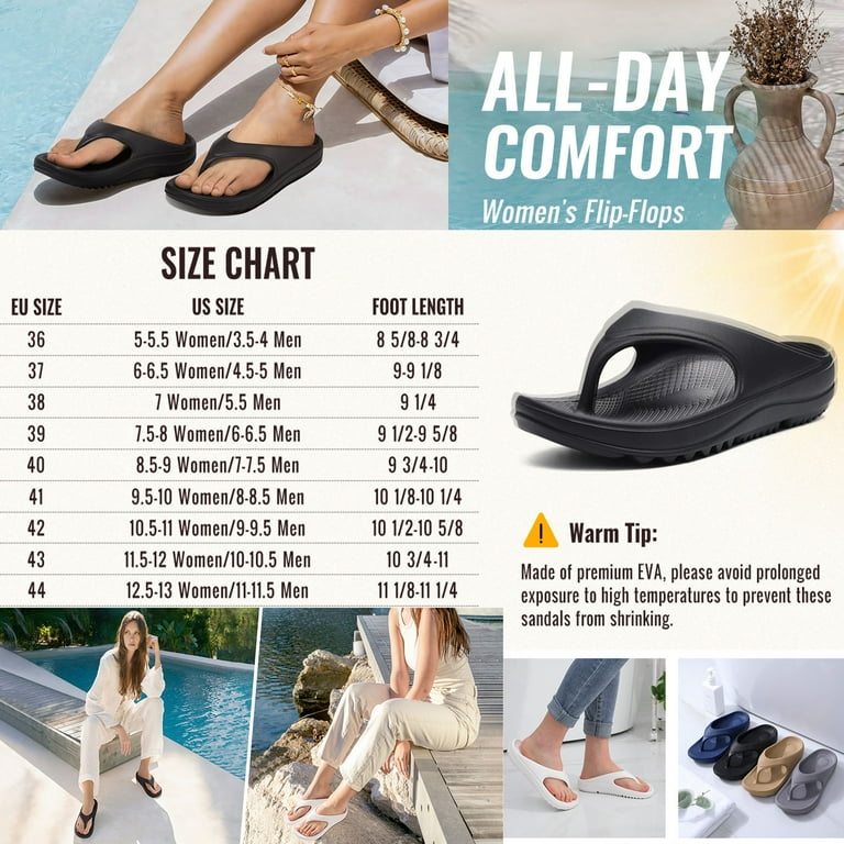 Women’s Soft Comfortable Flat Sandals – Adjustable Hook-and-Loop Straps, Cushioned EVA Footbed, Non-Slip Sole – Black, Size 4