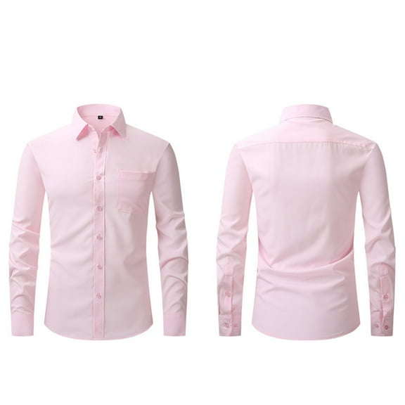 Blmnix Men's T-Shirts Dress Shirts Guide Big And Tall Tshirt Pink Long Sleeve Collared T Shirts for Men Pack,XL