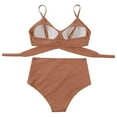 thumbnail image 4 of Women Sexy Solid Push Up High Cut Lace Up Halter Bikini Set Two Piece Swimsuit, 4 of 8