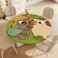 thumbnail image 4 of Pinecone & Pony-theme Fitted Round Tablecloths Elastic Edged Table Covers Waterproof Table Cloth for Kitchen Holiday Party Tables Decor 150cm, 4 of 6