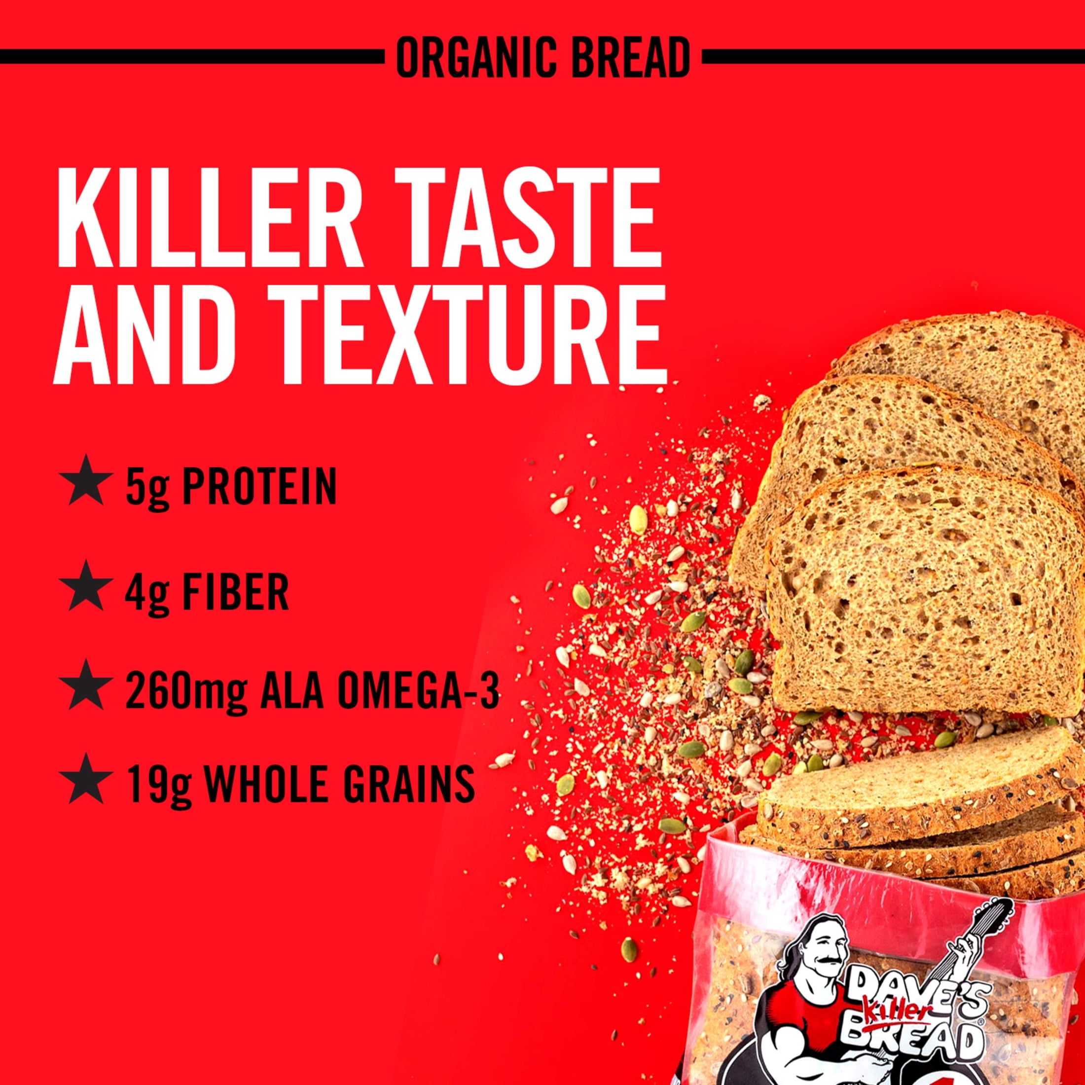 Dave's Killer Bread Powerseed, Seeded Organic Bread, 1g Sugar per Slice, 25 oz Loaf
