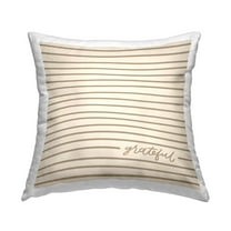 Stupell Industries Grateful Beige Stripes Pattern Printed Throw Pillow Design by Jalynn Heerdt