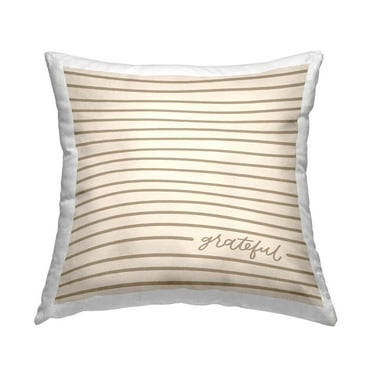 Stupell Industries Grateful Beige Stripes Pattern Printed Throw Pillow Design by Jalynn Heerdt