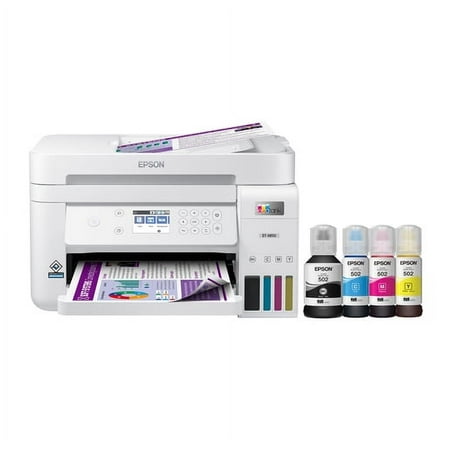 Epson EcoTank ET-3850 Wireless Color All-in-One Cartridge-Free Supertank Printer with Scanner, Copier, ADF and Ethernet ? The Perfect Printer for Your Home Office