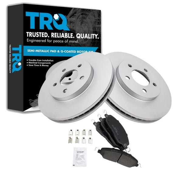 TRQ Front Brake Pad & Rotor Kit Brake Pads Brake Rotor Semi-Metallic Premium G-Coated Fits Select 2005-2010 Ford Mustang