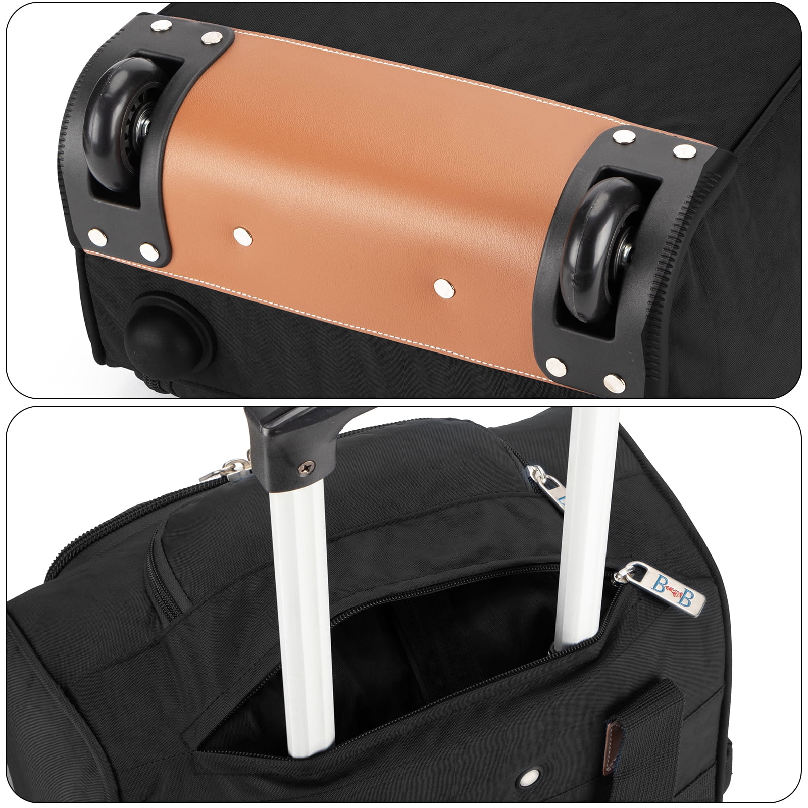17X13X8 Inches Personal item Rolling Under Seat Duffel Bag for JetBlue Allegiant, Spirit Airlines. (Black)