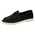 thumbnail image 6 of Suede Loafers for Women Dressy Fringe Slip on Flat Shoes Casual Lightweight Outdoor Walking Driving Shoes Black Size 9, 6 of 7