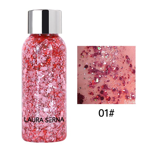 Bilqis Silver Body Glitter Gel, Eye Face Hair Body Glitter Makeup Gel Long Lasting Sparkling, Chunky Glitter Euphoria Makeup Mermaid Sequins for Women Girls