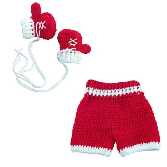 JZROCKER 0-3month Baby Crochet Boxing Suit Photography Props Shoot Newborn Photo Cool