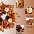 thumbnail image 5 of Artificial Fall Autumn Wreath 22 in with Sunflower,Peony,Pumpkin, Eucalyptus Leaf for Front Door Thanksgiving Wreaths Wall Window Harvest Festival Celebration, 5 of 14