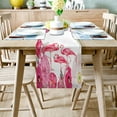 thumbnail image 2 of Table Runner Dresser Scarves 120 Inch Long, Watercolor Pink Flamingo Blooming Floral Linen Dining Table Runners Tropical Summer Theme Tabletop Scarf for Wedding Holiday Party Kitchen, 2 of 7