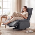 thumbnail image 2 of Gymax 360-Degree Nursery Reclining Rocker Chair w/Cushioned Back Seat Footrest for Bedroom Gray, 2 of 10