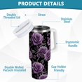 thumbnail image 2 of Yayeee 30oz Stainless Steel Tumbler with Straw and Handle Double-Wall Insulated Travel Water Bottle, Black Roses, 2 of 8