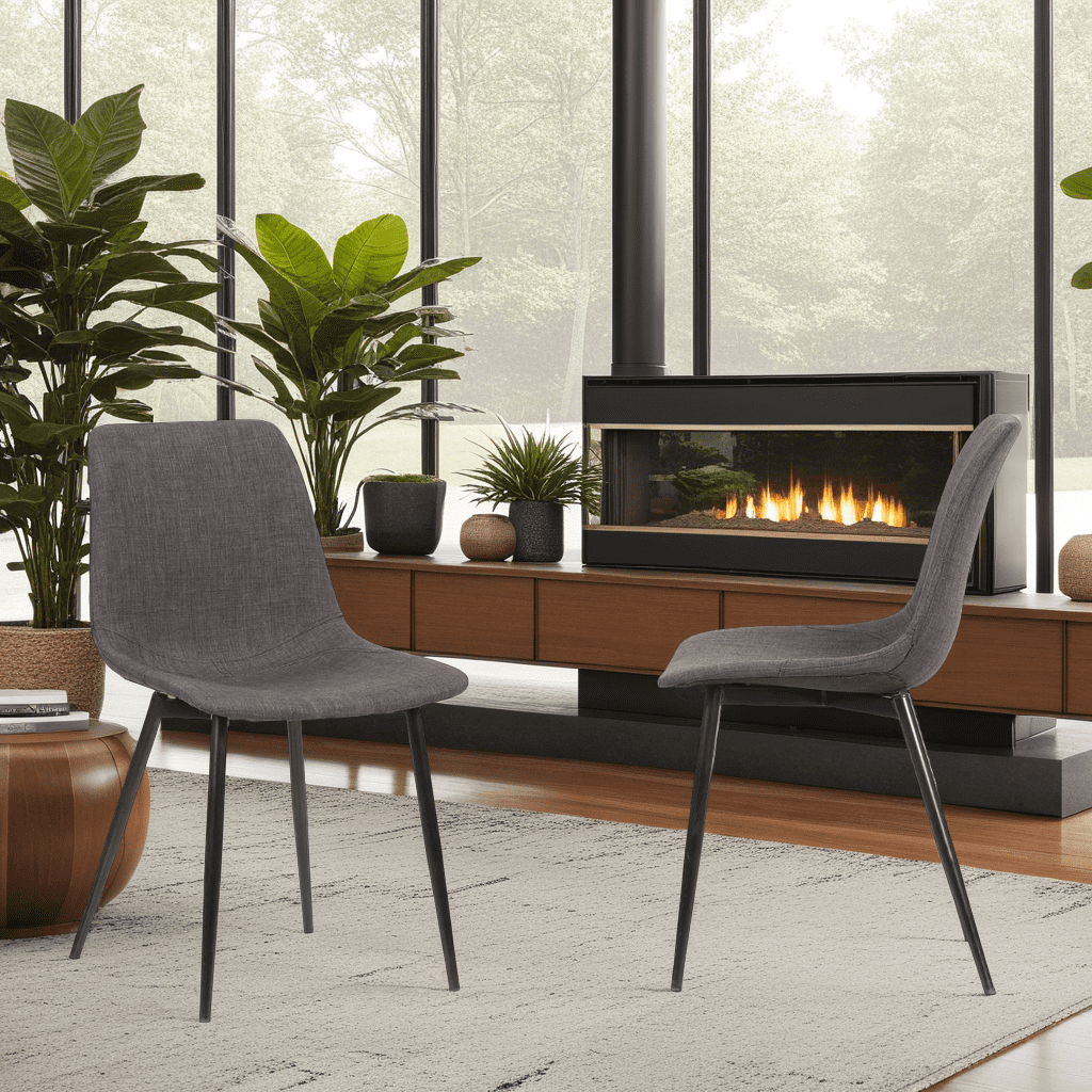 Armen Living Monte Modern Faux Leather Metal Dining Chair in Charcoal Black Walmart