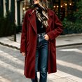 thumbnail image 2 of uublik Womens Trench Coat Wine Long Sleeve Elegant Classic Overcoat Fall Winter Clothing, 2 of 6