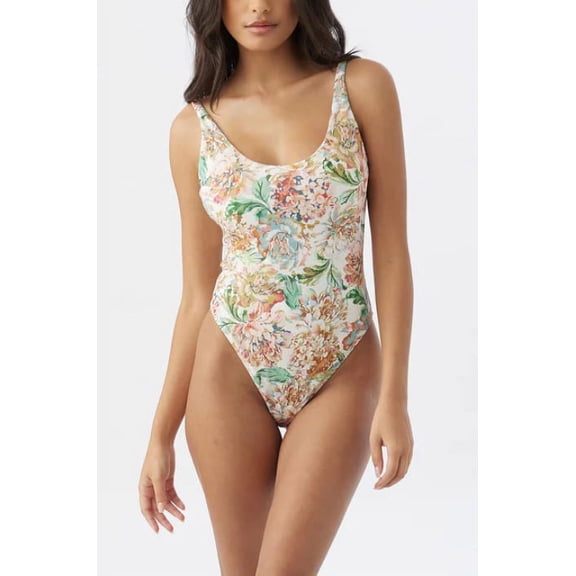 O'Neill Womens Swim Floral One-Piece Swimsuit Vanilla XL New