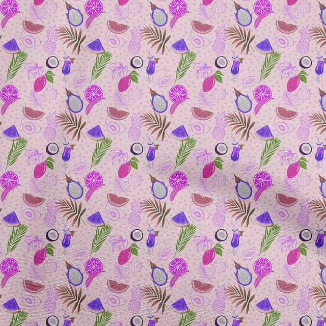 oneOone Cotton Jersey Light Pink Fabric Lemon With Leaf Craft Projects Decor Fabric Printed By The Yard 58 Inch Wide