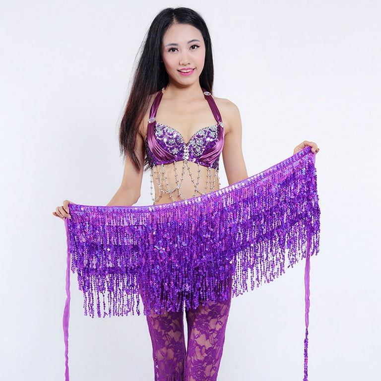 Belly dance wear belly dancing bra belt skirt 3pcs carnival costume Sequin belly  dancing costume belly dance outfit for women Color: Black, Size: L