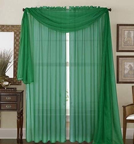 Neon Green All American Collection Doli Sheer Curtains Two 54 x 84 Panels
