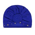 thumbnail image 5 of CUIYUAN Knotted Headwraps for Women Chemo Headwear Turban Soft Cancer Head Scarf Hats Beanie Elastic Hair Wraps Beanie Soft Sleep Caps Turban Hat for Women Head Wraps Blue, 5 of 5