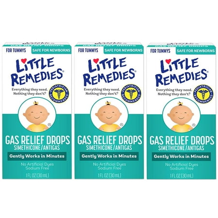 Gas Relief Drops | Berry Flavor | Safe For Newborns | 1 FL OZ | 3 Pack Little Remedies - 1 Oz - Pack of