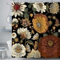 thumbnail image 5 of Boho Floral Botanical Shower Curtain, Mid Century Morden Abstract Bohemian Flowers Tropical Leaves Bathroom Curtain, Waterproof Fabric Bathroom Accessories with Hooks, 72X72, 5 of 7