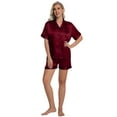 thumbnail image 3 of DAKIMOE Womens Silky Satin Pajama Set Short Sleeve Shirt with Shorts 2 Piece Pjs Sets Soft Silk Sleepwear Nightwear Button-Down Loungewear S-XL, 3 of 10