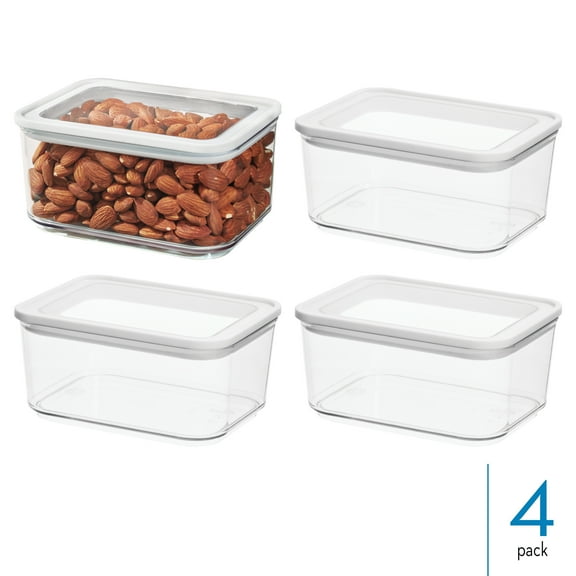 iDesign Small Airtight Canister with Peel 'N Place Erasable Label - Ideal for Kitchen Countertop or Pantry Storage