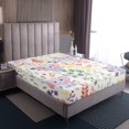 thumbnail image 3 of Kawaii Elephant Bedding Set Twin Size,Cartoon Elephant Flower Fitted Sheet,Cute Watercolor Floral Bottom Sheets Wildlife Animal Bed Set 2Pcs （No Top Sheet）, 3 of 6