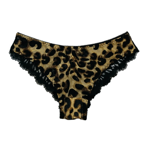 Lace Panties For Womens Leopard Print Bikini Underwear Half Back