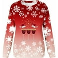 thumbnail image 3 of Uootdi Christmas Sweatshirts for Women Gift Christmas Trees Snowflake Snowman Reindeer Sequined Print Blouse Long Sleeve T Shi rts for Women, 3 of 5