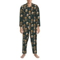 thumbnail image 3 of Susaid Cigar Print Men's Long Sleeve Pajama Set, Two-Piece Button-Down Loungewear PJs Set, Comfortable Sleepwear for Relaxation-Medium, 3 of 7