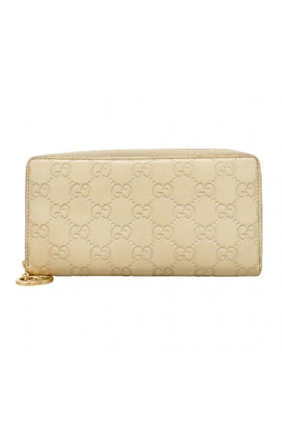 Pre-Owned Gucci long wallet, Guccissima pattern, 307982, leather, beige, women's.