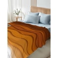 thumbnail image 4 of TwinSize Flat Sheet Only, Orange Ombre Stripes Soft Brushed Microfiber Bed Sheets, Farmhouse Retro Abstract Waves Art Hotel Quality Breathable Bedding Top Sheet, Easy Care, 66"x96", 4 of 9