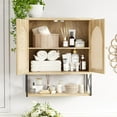 Rattan Bathroom Wall Cabinet, Boho Medicine Wall Cabinet with Double ...