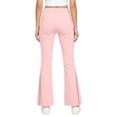 thumbnail image 7 of YaEYa Girls School Uniform Pant Striped Slim Fit Bell Bottom Trousers Fitted Flare Leg Pants High Waist With Side Pocket Button Fly Trouser Preppy Outfit (Pink,5-6 Years), 7 of 7