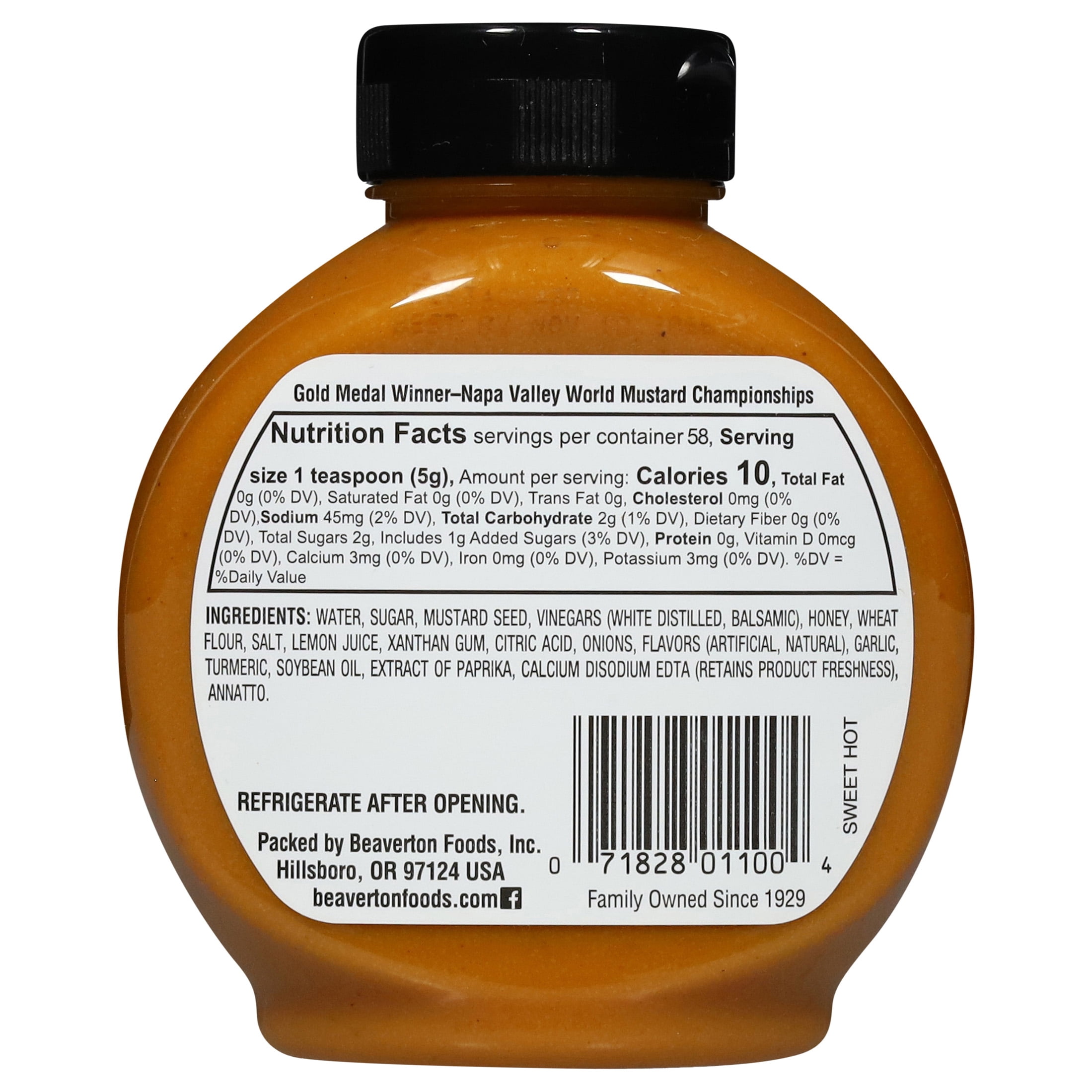 (4 pack) Inglehoffer Sweet Hot Mustard With Honey, 10.25 oz Bottle