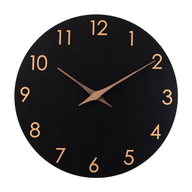 Reloj de pared minimalista silencioso sin tictac, decoración de pared de 10 pulgadas Negro