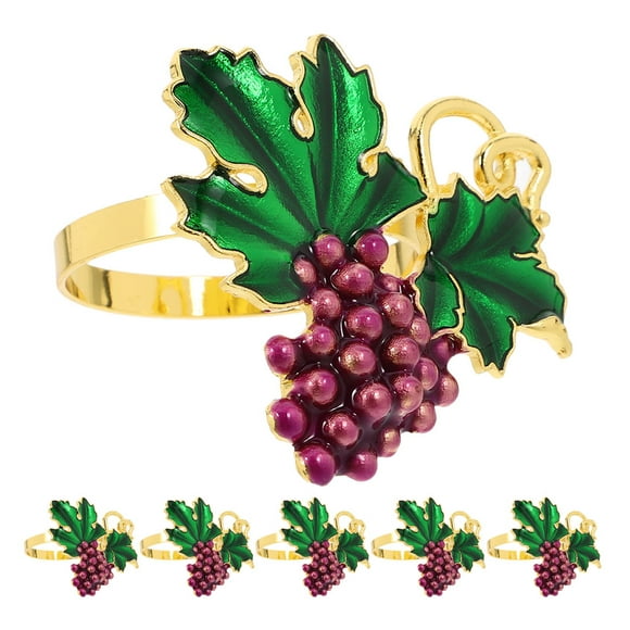 GOOHOCHY 6 uds. Servilleteros de uva morada para decoración de mesa navideña de boda, servilleteros para restaurantes occidentales, servilleteros de fruta morada falsa
