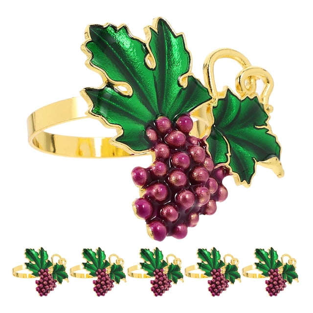 GOOHOCHY 6 uds. Servilleteros de uva morada para decoración de mesa navideña de boda, servilleteros para restaurantes occidentales, servilleteros de fruta morada falsa
