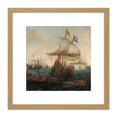 thumbnail image 1 of Vroom Dutch Ships Ramming Spanish Galleys 8X8 Inch Square Wooden Framed Wall Art Print Picture with Mount, 1 of 4