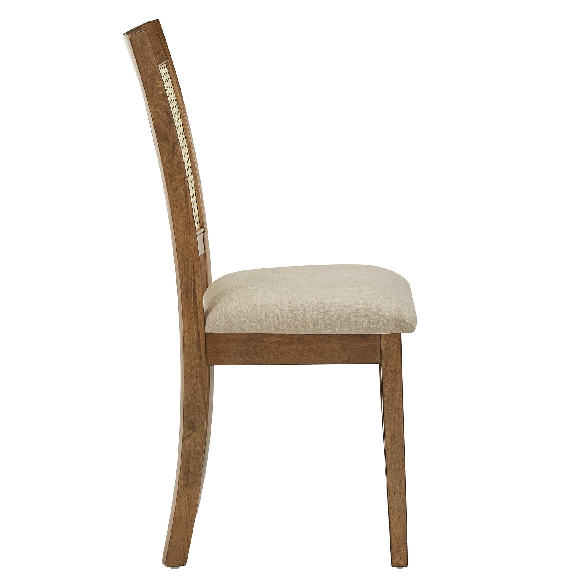 Weston Home Pulukan Cane Slat Back Dining Chair (Set of 2), Oak Finish, Beige Linen