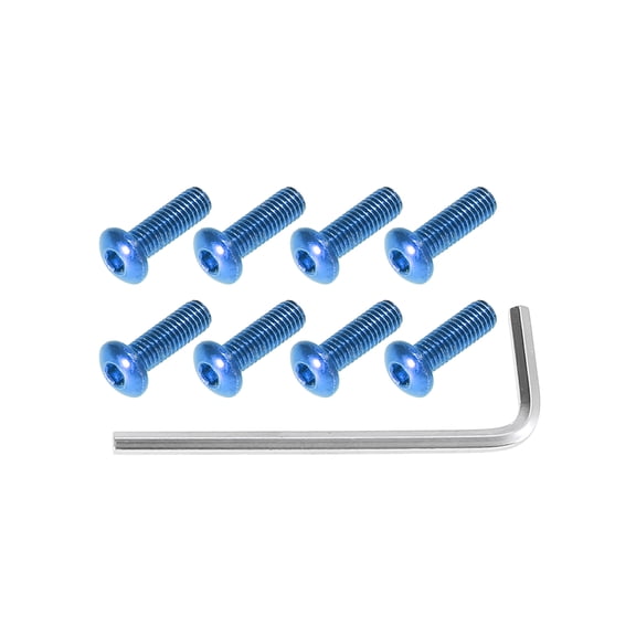 8pcs M5x0.8 Sky Blue Round Head Car Steering Wheel Screw Stainless Steel Bolts with Wrench