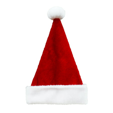 17” Red and White Plush Christmas Santa Hat with White Pom-Pom-Large Size