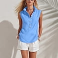 thumbnail image 5 of Noric Women's Cotton Linen Tank Tops Collared Button Up Casual Summer Loose Fit Sleeveless Tops, 5 of 8