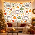 thumbnail image 3 of Pumpkin Wreaths on White Background, Cozy Farmhouse for Fall Decor Fans, Harvest Wall Art, Thanksgiving Hostess Gift, Tapestry Wall Hanging for Dining Room and Entryway, 3 of 7