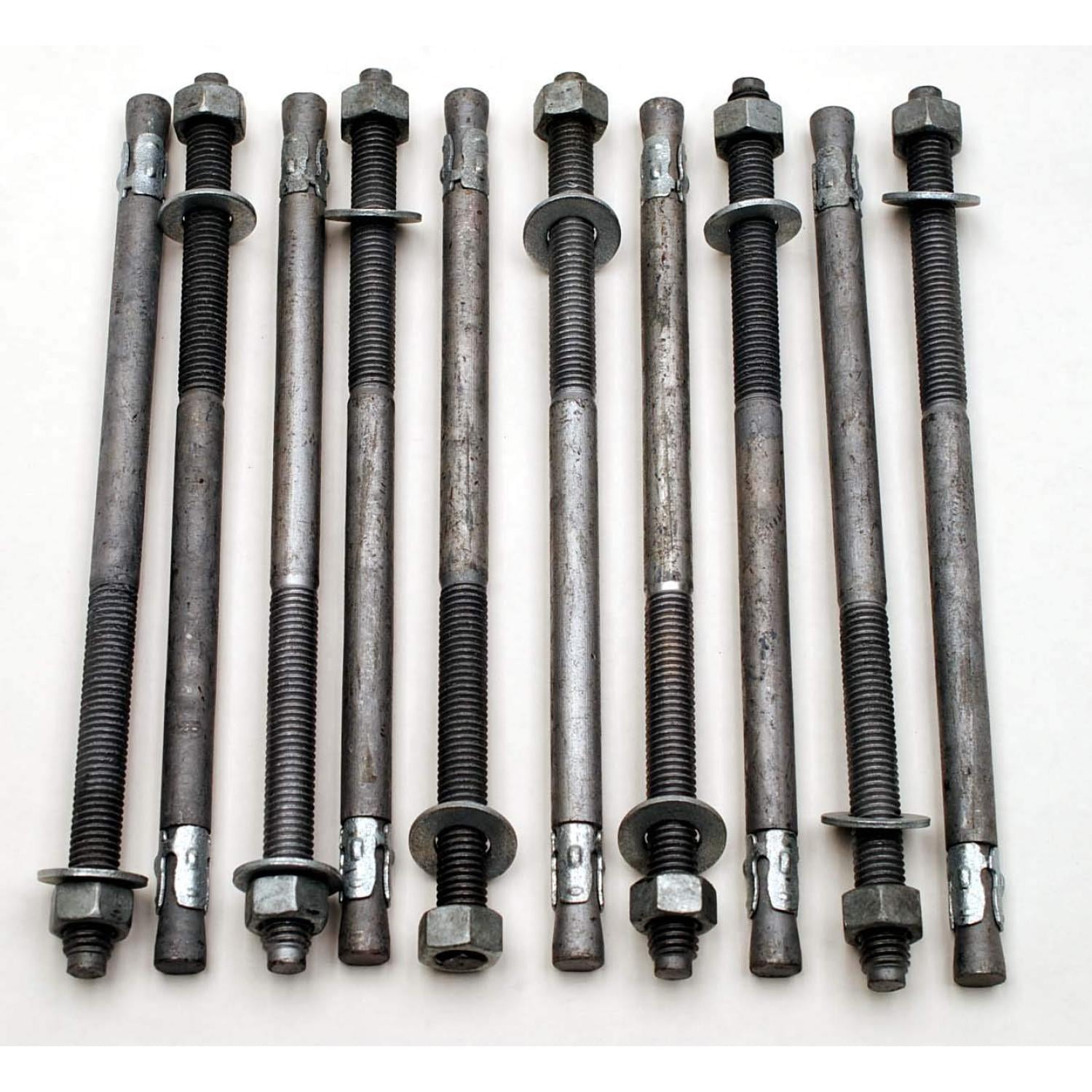 (10) Galvanized Concrete Wedge Anchor Bolts 1/2 x 10 Includes Nuts