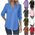 thumbnail image 1 of Top marrón,Blusa informal de manga 3/4 para mujer, cuello redondo, estampado, mezcla de poliéster y elastano, corte holgado para estar en casa, sopatenor, 1 of 8